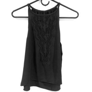 Ramy Brook black tank top with lace front